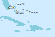 Visitando Miami (Florida/EEUU), Great Stirrup Cay (Bahamas), Nassau (Bahamas), Freeport (Bahamas), Miami (Florida/EEUU)