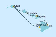 Visitando Honolulu (Hawai), Kahului (Hawai/EEUU), Kahului (Hawai/EEUU), Hilo (Hawai), Kailua Kona (Hawai/EEUU), Kauai (Hawai), Kauai (Hawai), Honolulu (Hawai)