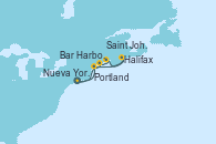Visitando Nueva York (Estados Unidos), Portland (Maine/Estados Unidos), Bar Harbor (Maine), Saint John (New Brunswick/Canadá), Nueva York (Estados Unidos)