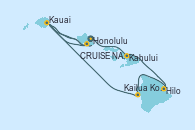 Visitando Honolulu (Hawai), Kahului (Hawai/EEUU), Kahului (Hawai/EEUU), Hilo (Hawai), Kailua Kona (Hawai/EEUU), Kauai (Hawai), CRUISE NAPALI COAST, AT SEA, Kauai (Hawai), Honolulu (Hawai)