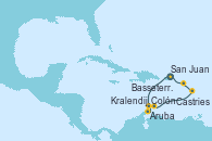 Visitando San Juan (Puerto Rico), Aruba (Antillas), Colón, Kralendijk (Antillas), Castries (Santa Lucía/Caribe), Basseterre (Antillas), San Juan (Puerto Rico)