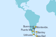 Visitando Buenos aires, Montevideo (Uruguay), Ushuaia (Argentina), Isla Elefante (Antártida), Stanley (Malvinas), Puerto Madryn (Argentina), Buenos aires