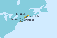 Visitando Nueva York (Estados Unidos), Bar Harbor (Maine), Portland (Maine/Estados Unidos), Saint John (New Brunswick/Canadá), Nueva York (Estados Unidos)
