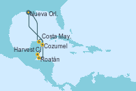 Visitando Nueva Orleans (Luisiana), Costa Maya (México), Harvest Caye (Belize), Roatán (Honduras), Cozumel (México), Nueva Orleans (Luisiana)