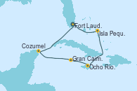 Visitando Fort Lauderdale (Florida/EEUU), Isla Pequeña (San Salvador/Bahamas), Ocho Ríos (Jamaica), Gran Caimán (Islas Caimán), Cozumel (México), Fort Lauderdale (Florida/EEUU)