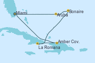 Visitando Miami (Florida/EEUU), Aruba (Antillas), Bonaire (Países Bajos), La Romana (República Dominicana), Amber Cove (República Dominicana), Miami (Florida/EEUU)