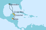 Visitando Galveston (Texas), Costa Maya (México), Belize (Caribe), Cozumel (México), Galveston (Texas)