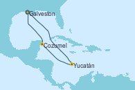 Visitando Galveston (Texas), Yucatán (Progreso/México), Cozumel (México), Galveston (Texas)