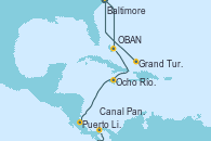 Visitando Baltimore (Maryland), OBAN (HALFMOON BAY), Ocho Ríos (Jamaica), Puerto Limón (Costa Rica), Canal Panamá, Grand Turks(Turks & Caicos), Baltimore (Maryland)