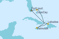 Visitando Fort Lauderdale (Florida/EEUU), CocoCay (Bahamas), Falmouth (Jamaica), Labadee (Haiti), Fort Lauderdale (Florida/EEUU)