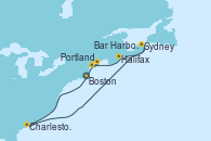 Visitando Boston (Massachusetts), Charleston (Carolina del Sur), Sydney (Nueva Escocia/Canadá), Portland (Maine/Estados Unidos), Bar Harbor (Maine), Boston (Massachusetts)
