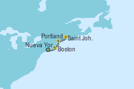 Visitando Nueva York (Estados Unidos), Boston (Massachusetts), Portland (Maine/Estados Unidos), Saint John (New Brunswick/Canadá), Nueva York (Estados Unidos)