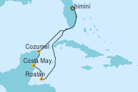 Visitando Puerto Cañaveral (Florida), Cozumel (México), Costa Maya (México), Roatán (Honduras), Puerto Cañaveral (Florida)