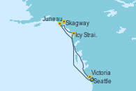 Visitando Seattle (Washington/EEUU), Icy Strait Point (Alaska), Skagway (Alaska), Juneau (Alaska), Victoria (Canadá), Seattle (Washington/EEUU)