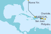 Visitando San Juan (Puerto Rico), Philipsburg (St. Maarten), Charlotte Amalie (St. Thomas), PUERTO PLATA, REPUBLICA DOMINICANA, Nueva York (Estados Unidos)
