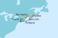 Visitando Nueva York (Estados Unidos), Halifax (Canadá), Saint John (New Brunswick/Canadá), Portland (Maine/Estados Unidos), Bar Harbor (Maine), Nueva York (Estados Unidos)