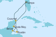 Visitando Tampa (Florida), Costa Maya (México), Roatán (Honduras), Belize (Caribe), Cozumel (México), Tampa (Florida)