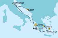 Visitando Ravenna (Italia), Kotor (Montenegro), Corfú (Grecia), Atenas (Grecia), Mykonos (Grecia), Argostoli (Grecia), Ravenna (Italia)