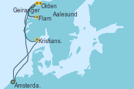 Visitando Ámsterdam (Holanda), Olden (Noruega), Flam (Noruega), Geiranger (Noruega), Aalesund (Noruega), Kristiansand (Noruega), Ámsterdam (Holanda)
