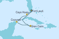 Visitando Fort Lauderdale (Florida/EEUU), Cayo Hueso (Key West/Florida), Cozumel (México), Gran Caimán (Islas Caimán), Fort Lauderdale (Florida/EEUU)