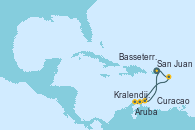 Visitando San Juan (Puerto Rico), Basseterre (Antillas), Kralendijk (Antillas), Aruba (Antillas), Curacao (Antillas), San Juan (Puerto Rico)