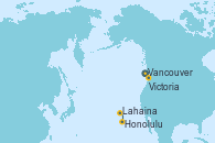 Visitando Vancouver (Canadá), Victoria (Canadá), Lahaina  (Hawai), Lahaina  (Hawai), Honolulu (Hawai), Honolulu (Hawai)