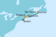 Visitando Boston (Massachusetts), Portland (Maine/Estados Unidos), Saint John (New Brunswick/Canadá), Sydney (Nueva Escocia/Canadá), Bar Harbor (Maine), Boston (Massachusetts)