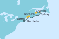 Visitando Boston (Massachusetts), Bar Harbor (Maine), Saint John (New Brunswick/Canadá), Charlottetown (Canadá), Sydney (Nueva Escocia/Canadá), Boston (Massachusetts)