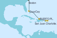 Visitando Boston (Massachusetts), CocoCay (Bahamas), PUERTO PLATA, REPUBLICA DOMINICANA, Charlotte Amalie (St. Thomas), San Juan (Puerto Rico)