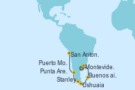 Visitando Buenos aires, Buenos aires, Montevideo (Uruguay), Stanley (Malvinas), Punta Arenas (Chile), Ushuaia (Argentina), Puerto Montt (Chile), San Antonio (Chile)