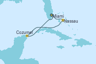 Visitando Miami (Florida/EEUU), Nassau (Bahamas), Cozumel (México), Miami (Florida/EEUU)