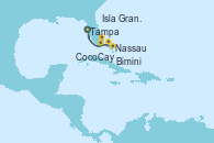 Visitando Tampa (Florida), Isla Gran Bahama (Florida/EEUU), Bimini (Bahamas), Nassau (Bahamas), CocoCay (Bahamas), Tampa (Florida)