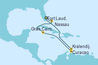 Visitando Fort Lauderdale (Florida/EEUU), Nassau (Bahamas), Gran Caimán (Islas Caimán), Curacao (Antillas), Kralendijk (Antillas), Fort Lauderdale (Florida/EEUU)