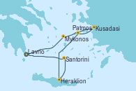 Visitando Lavrio (Grecia)Mykonos (Grecia), Kusadasi (Efeso/Turquía), Patmos (Grecia), Heraklion (Creta), Santorini (Grecia), Lavrio (Grecia)