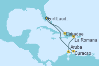 Visitando Fort Lauderdale (Florida/EEUU), Labadee (Haiti), La Romana (República Dominicana), Aruba (Antillas), Curacao (Antillas), Fort Lauderdale (Florida/EEUU)