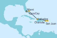 Visitando Miami (Florida/EEUU), Labadee (Haiti), San Juan (Puerto Rico), Charlotte Amalie (St. Thomas), CocoCay (Bahamas), Miami (Florida/EEUU)
