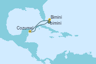 Visitando Puerto Cañaveral (Florida), Bimini (Bahamas), Cozumel (México), Puerto Cañaveral (Florida)
