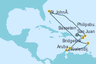 Visitando San Juan (Puerto Rico), Basseterre (Antillas), Kralendijk (Antillas), Aruba (Antillas), Bridgetown (Barbados), St. John´s (Antigua y Barbuda), Philipsburg (St. Maarten), San Juan (Puerto Rico)