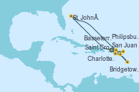 Visitando San Juan (Puerto Rico), Charlotte Amalie (St. Thomas), Philipsburg (St. Maarten), St. John´s (Antigua y Barbuda), Bridgetown (Barbados), Basseterre (Antillas), Saint Croix (Islas Vírgenes), San Juan (Puerto Rico)