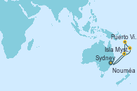 Visitando Sydney (Australia), Isla Mystery (Vanuatu), Puerto Vila (Vanuatu), Nouméa (Nueva Caledonia), Sydney (Australia)