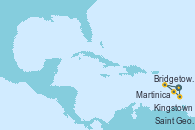 Visitando Bridgetown (Barbados), Pointe a Pitre (Guadalupe), Martinica (Antillas), Kingstown (Granadinas), Saint George (Grenada), Bridgetown (Barbados)
