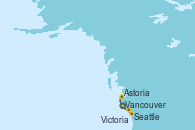 Visitando Vancouver (Canadá), Astoria  (Oregón), Seattle (Washington/EEUU), Victoria (Canadá), Vancouver (Canadá)