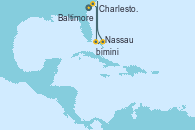 Visitando Baltimore (Maryland), Charleston (Carolina del Sur), Puerto Cañaveral (Florida), Nassau (Bahamas), Baltimore (Maryland)
