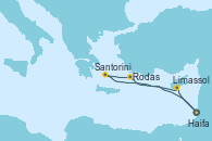 Visitando Haifa (Israel), Limassol (Chipre), Rodas (Grecia), Santorini (Grecia), Haifa (Israel)