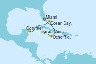 Visitando Miami (Florida/EEUU), Ocho Ríos (Jamaica), Gran Caimán (Islas Caimán), Cozumel (México), Ocean Cay MSC Marine Reserve (Bahamas), Miami (Florida/EEUU)