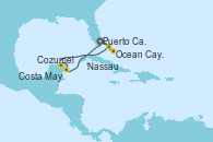 Visitando Puerto Cañaveral (Florida), Nassau (Bahamas), Ocean Cay MSC Marine Reserve (Bahamas), Puerto Cañaveral (Florida), Ocean Cay MSC Marine Reserve (Bahamas), Ocean Cay MSC Marine Reserve (Bahamas), Costa Maya (México), Cozumel (México), Puerto Cañaveral (Florida)