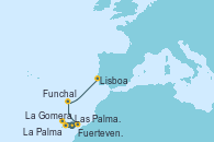 Visitando Las Palmas de Gran Canaria (España), La Palma (Islas Canarias/España), La Gomera (Islas Canarias/España), Fuerteventura (Canarias/España), Funchal (Madeira), Lisboa (Portugal)