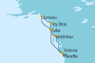 Visitando Seattle (Washington/EEUU), Sitka (Alaska), Juneau (Alaska), Icy Strait Point (Alaska), Ketchikan (Alaska), Victoria (Canadá), Seattle (Washington/EEUU)