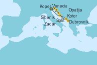 Visitando Venecia (Italia), Koper (Eslovenia), Opatija (Croacia), Zadar (Croacia), Split (Croacia), Dubrovnik (Croacia), Kotor (Montenegro), Sibenik (Croacia), Venecia (Italia)