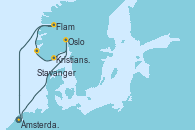 Visitando Ámsterdam (Holanda), Oslo (Noruega), Kristiansand (Noruega), Stavanger (Noruega), Flam (Noruega), Ámsterdam (Holanda)